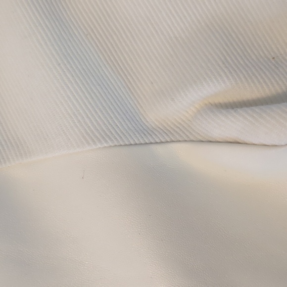 LOFT Cream Thick Textured Knit Top Leather Sleeves - Picture 4 of 5